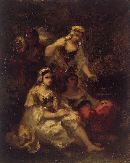 Narcisse Virgilio Diaz Four Spanish Maidens oil painting image